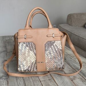 Nine West Woven Tan and Cream Crossbody Bag